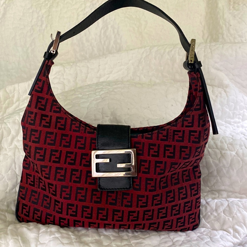 Vintage Authentic Fendi bag,Good usedcond.11”across bottom,6.5” from clasp-deep.